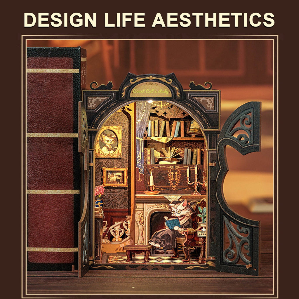 Owl Bookstore Book Nook Kit - DIY Miniature House Building Kit for Adults & Teens, 3D Wooden Puzzle Crafts for Bookshelf Decor & Gifts