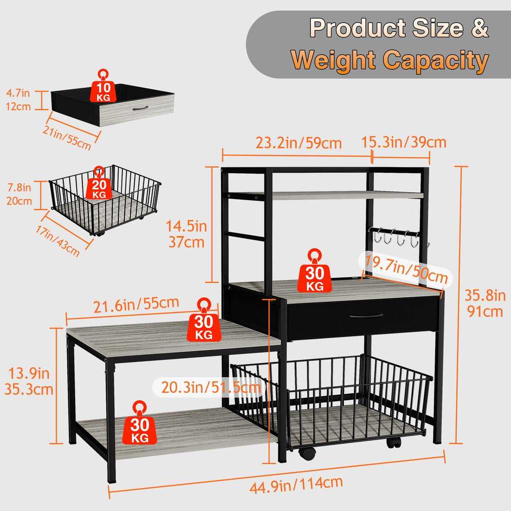 Heavy Duty 3D Printer Stand with Storage Shelf and Drawer, Industrial Rolling Printer Rack for 3D Printer Filament and Tools, Sturdy Metal Frame Printer Table for Home Office Workshop
