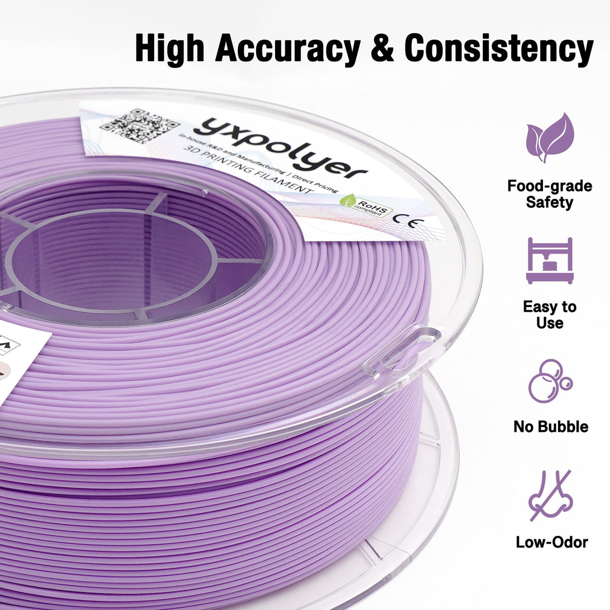 YXPOLYER PLA Filament Food Grade 1.75mm 1kg for 3D Printing, PLA+ Skin Flesh Tone 3D Printer Filament AMS-Compatible