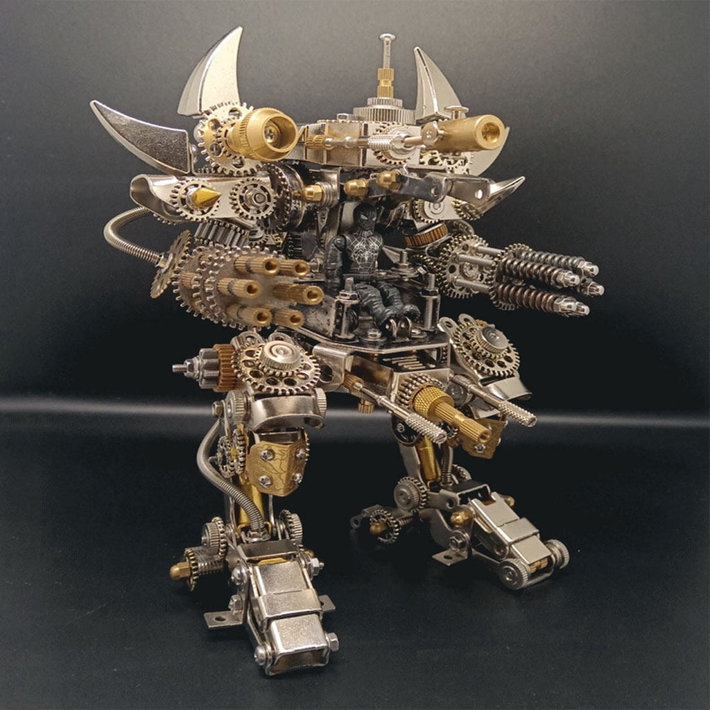DIY 3D Metal Mecha Model Kit with Tools – Mechanical Stainless Steel Handmade Assembly Robot Figure, Steampunk Collectible Display Model for Adults and Teens