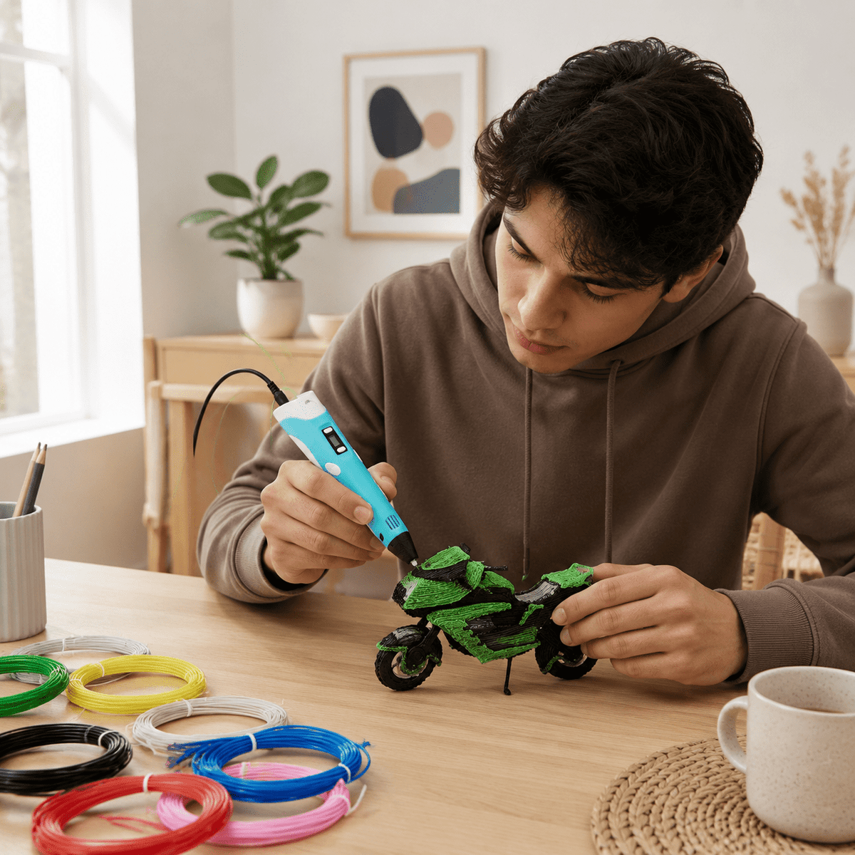 10 Color 1.75mm PLA 3D Printer Filament, 100 Feet, Compatible with 3D Printing Pens