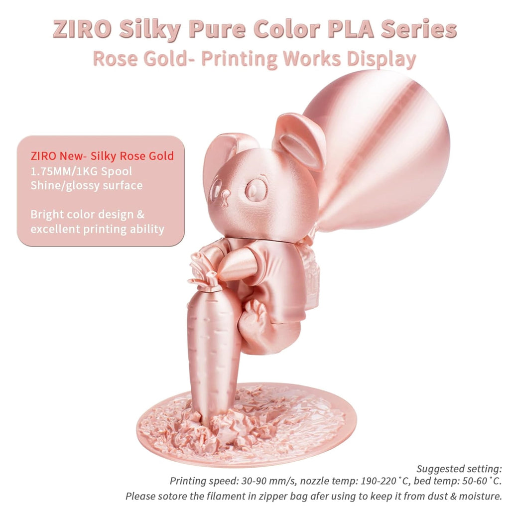 Ziro 3D Silk PLA Filament 1.75mm 1kg, Silver-Gray