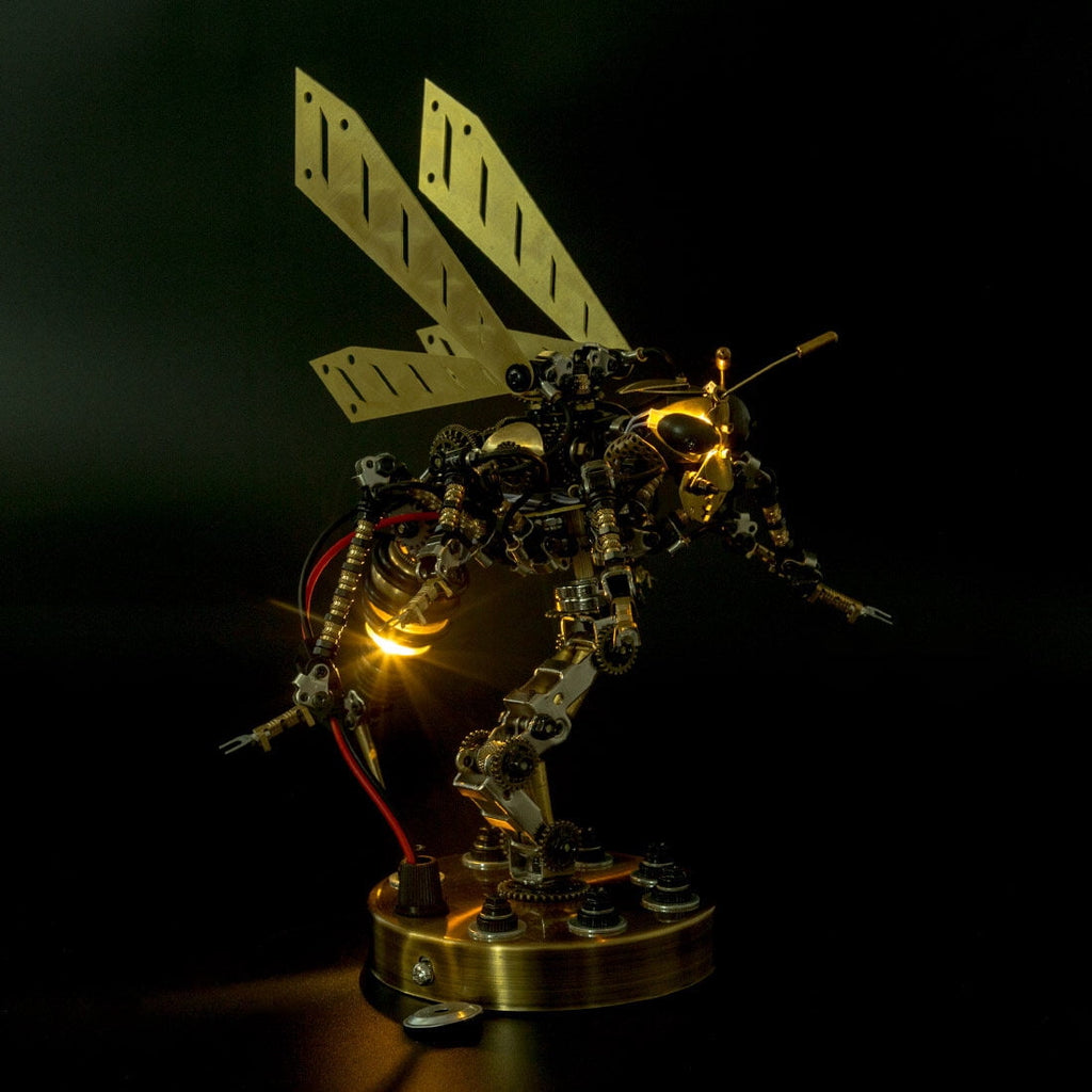 3D DIY Mechanical Wasp Model Kit 1000+PCS Steampunk Insect Puzzle with Movable Joints & Wings, Collectible Decor & Creative Gift for Teens 15+ and Adults