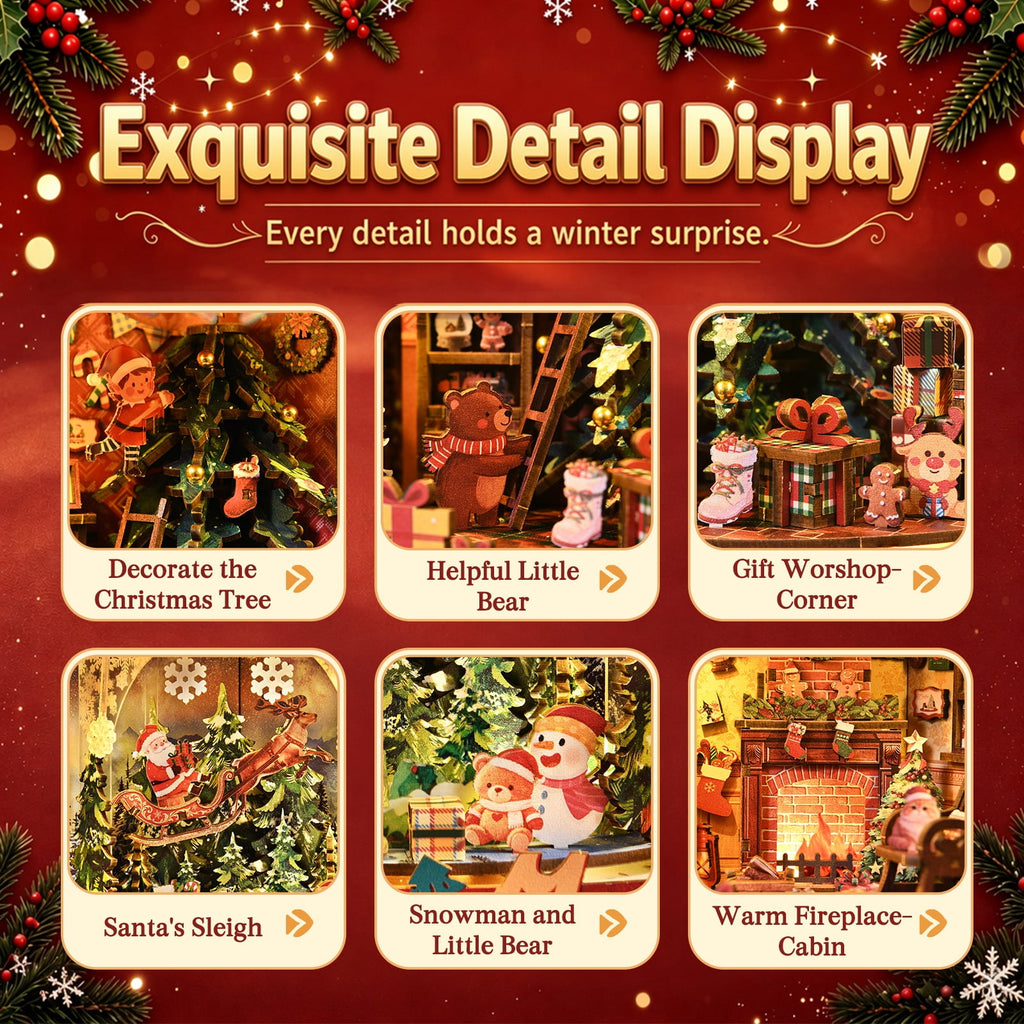 DIY Book Nook Kit with LED Light, Fantasy Wonderland Fold-Out Storybook Diorama, 3D Wooden Puzzle Bookshelf Decor Gift for Adults Teens