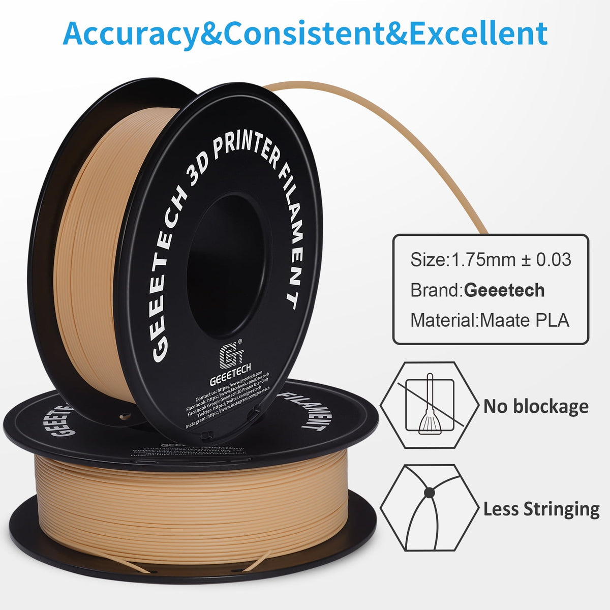 Geeetech navy blue Matte PLA Filament Matte 1KG, 1.75mm 3D Printer Filament Dimensional Accuracy +/- 0.01mm, 1kg Carboard Spool (2.2lbs) for Most FDM 3D Printers