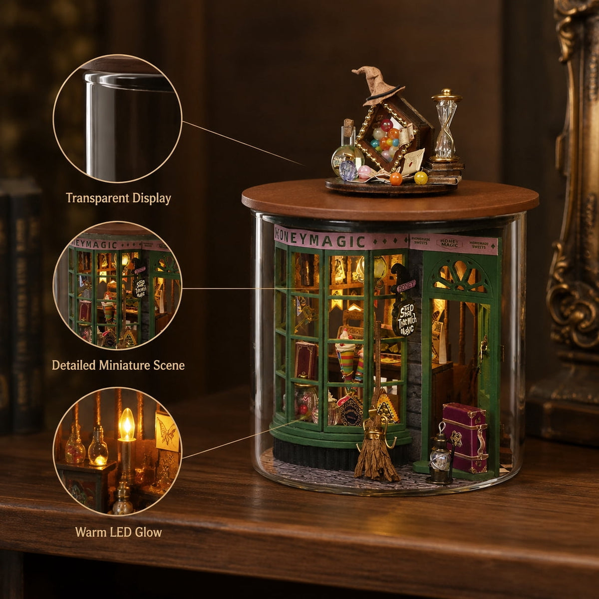 GARDVORA Book Nook Kits for Adults,Warm Night Light Function Diy Miniature House Kit,Creative Birthday Gift Dream Bottle Creative Design 3D Puzzles,White