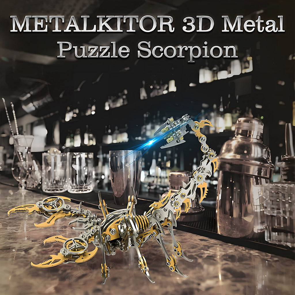 Metalkitor Scorpion 3D Metal Puzzle Kit - 454 Pcs, Mechanical Model for Adults/Teens, Golden, Ideal Gift & Decor