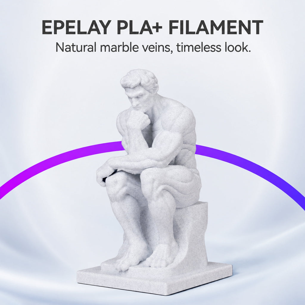Epelay PLA Plus 3D Printer Filament, 1.75mm, 1kg Spool, White, Compatible with Most FDM Printers
