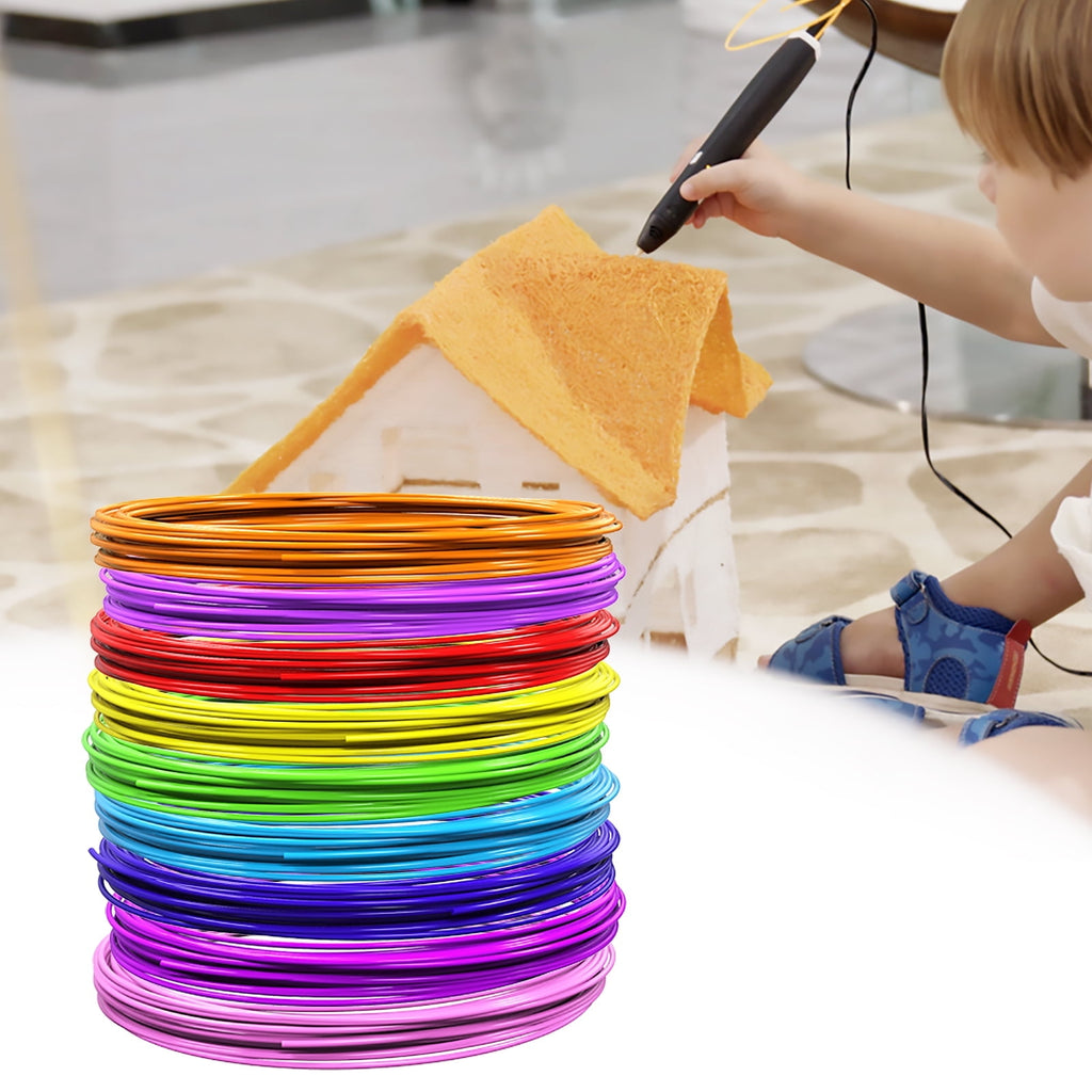 3D Pen PLA Filament Refills, 1.75mm PLA Filament Pack of 20 Colors Each Color 16 feet, Total 320 Feet, Create Professional Safety Refill for Kids, for 3D Pens and 3D Printers Arts