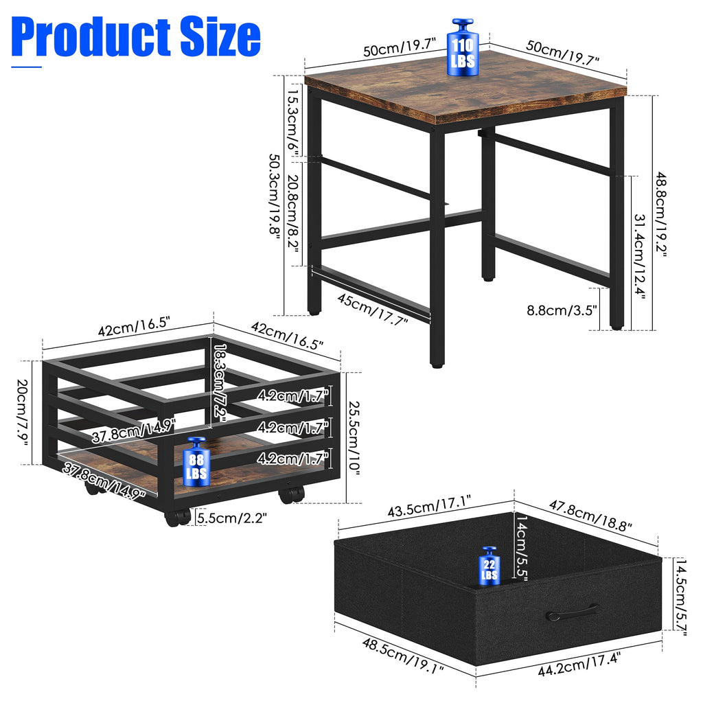 Heavy Duty 3D Printer Stand with Storage Shelf and Drawer, Industrial Rolling Printer Rack for 3D Printer Filament and Tools, Sturdy Metal Frame Printer Table for Home Office Workshop