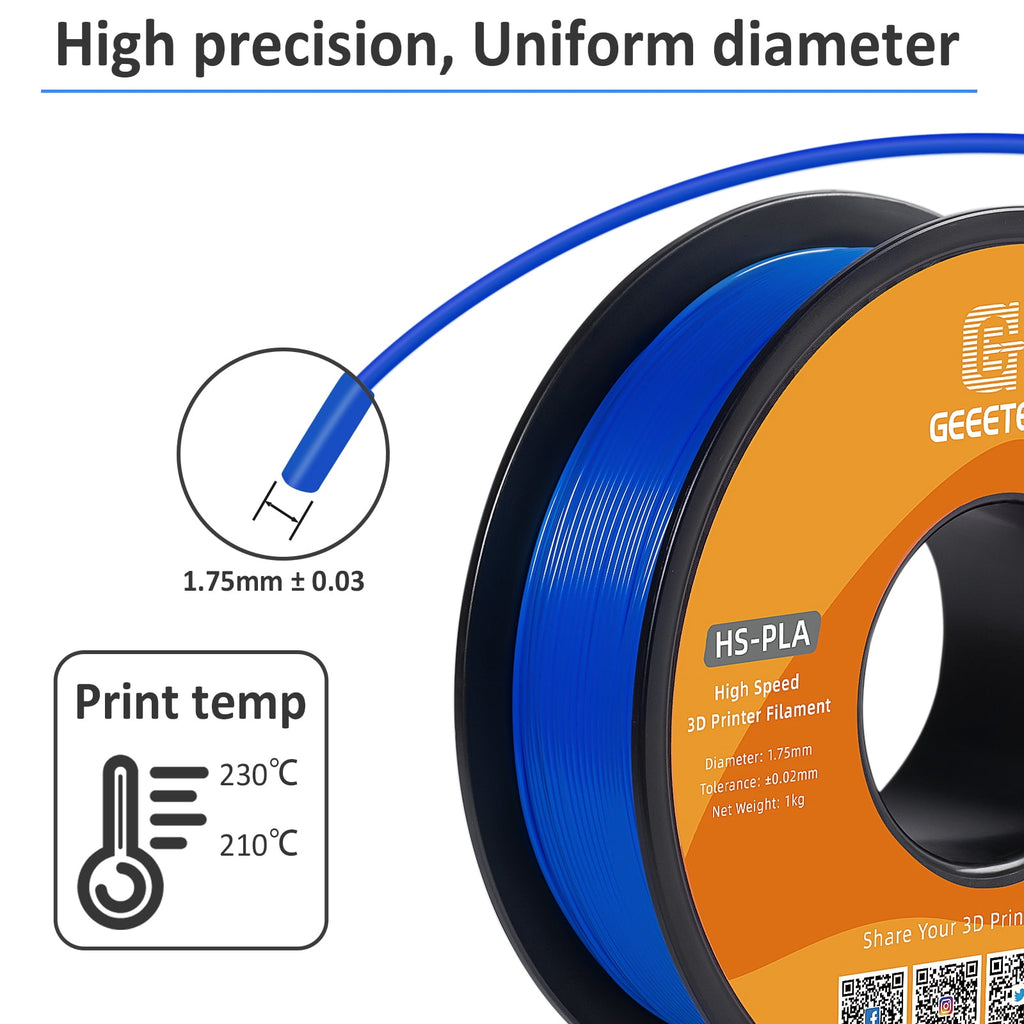 Geeetech 1.75mm PLA 3D Printer Filament, 1kg Spool (2.2lbs), Dimensional Accuracy +/- 0.03mm,yellow