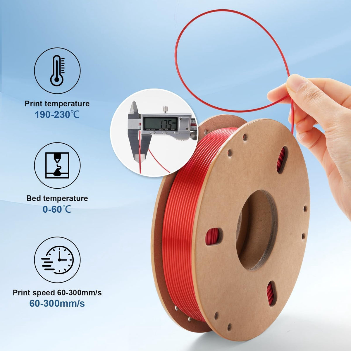 3D Printer Filament Bundle, Silk PLA 6 Colors 1.75mm/250gx6 Spools High Gloss, Super Shiny&Smooth, Beginner-Friendly for DIY, (Gold/Silver/Red/Green/Blue/Purple)