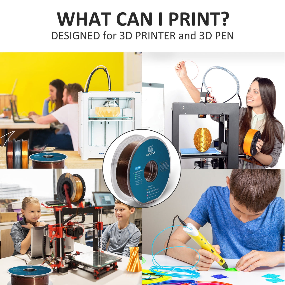 Geeetech gradient color 3D Printer PLA Filament 1KG Toughness Enhanced Filament with 1.75mm Dimensional Accuracy +/-0.03mm, 1080 Feet per Roll, Vacuum Packaging