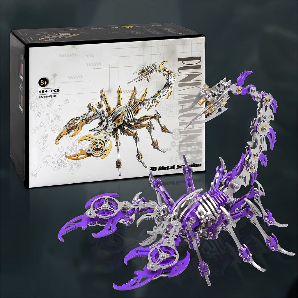 Metalkitor Scorpion 3D Metal Puzzle Kit - 454 Pcs, Mechanical Model for Adults/Teens, Golden, Ideal Gift & Decor