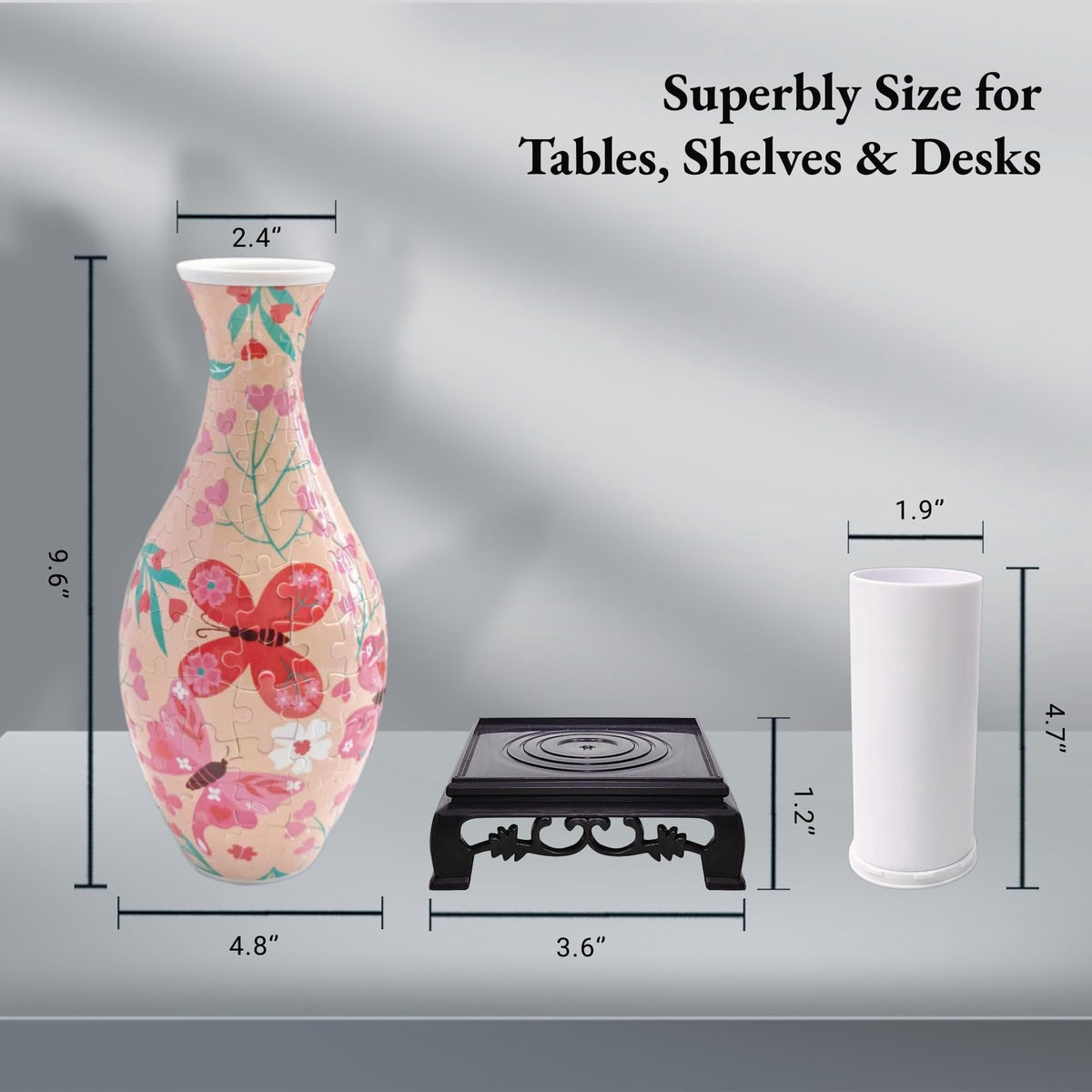 3D Puzzle Vase for Adults, Creative Vase Puzzle for Flowers(Secret Butterfly)
