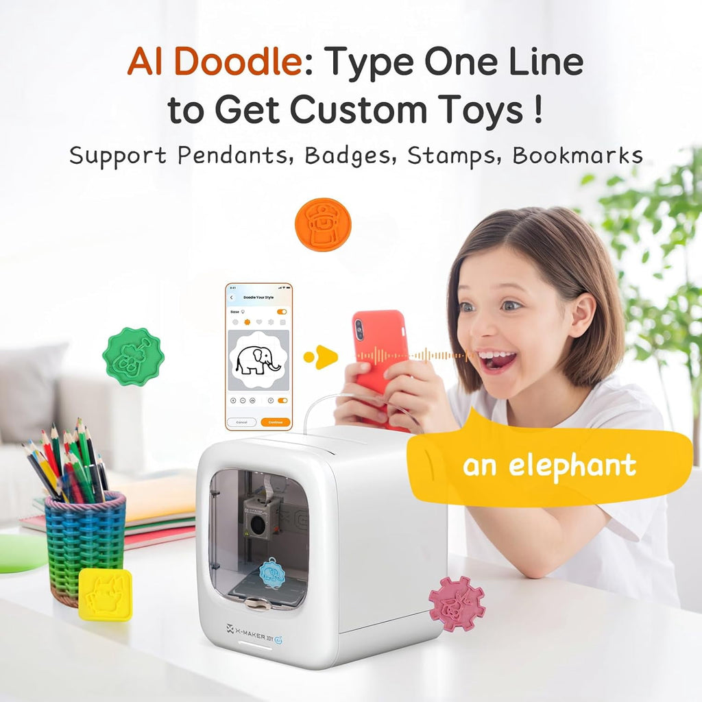 AOSEED 3D Printer Deal Pack for Kid (AI-Powered) with 4 PLA Filament Set, Built-in 1500+ Models 15+ Mini 3D Design Module, 0.05mm High Precision, 200mm/s High Speed Printing