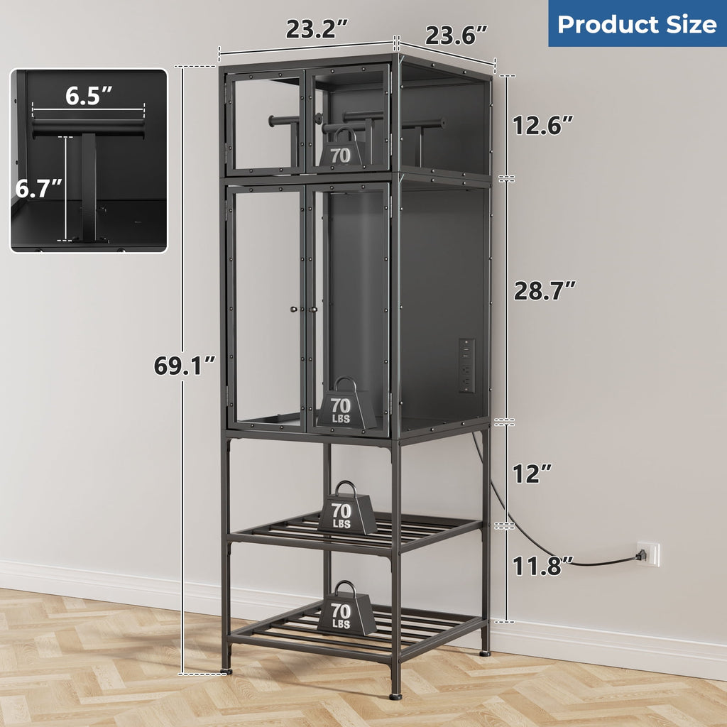 LifeSky 3D Printer Cabinet with Noise Reduction for Quiet Late Night Printing: Drops Noise from 60dB to 35dB - Deep Night Studio Use - Holds 54 Filaments & Built-in Power Hub