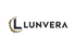 Lunvera 品牌 Logo，机械几何图形搭配炭黑与黄铜金英文标识