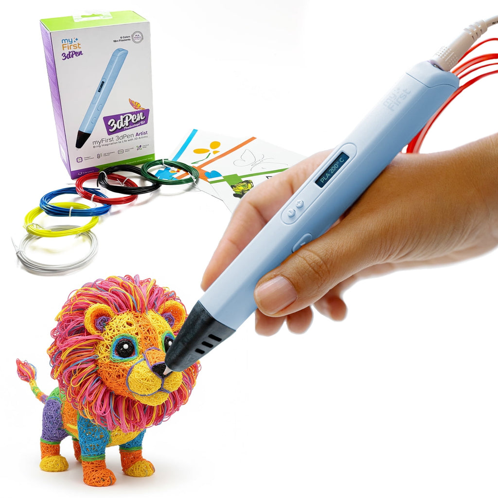 myFirst 3D Pen Artist (Blue) 3D Pen Starter Kit with 6 Colours Filaments, Design Template, Arts & Craft for 12 Years Old & Above