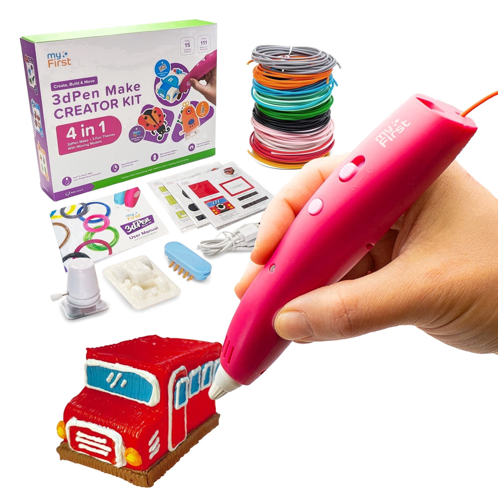 myFirst 3D Pen Make Creator 4-in-1 Low-Heat PCL 3D Printing Pen Kit, Red